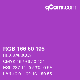 颜色代码: RGB 166 60 195 | qconv.com