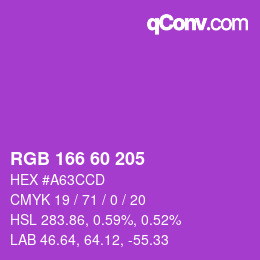 颜色代码: RGB 166 60 205 | qconv.com