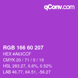 颜色代码: RGB 166 60 207 | qconv.com