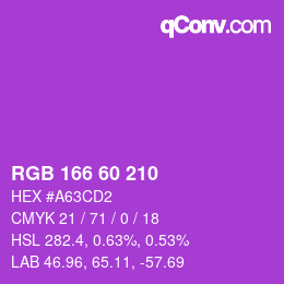 カラーコード: RGB 166 60 210 | qconv.com
