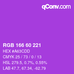 颜色代码: RGB 166 60 221 | qconv.com