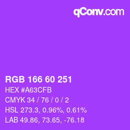 カラーコード: RGB 166 60 251 | qconv.com