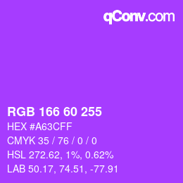 颜色代码: RGB 166 60 255 | qconv.com