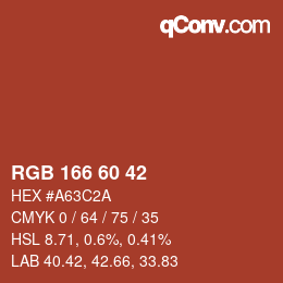 カラーコード: RGB 166 60 42 | qconv.com