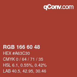 颜色代码: RGB 166 60 48 | qconv.com