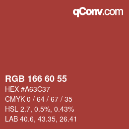カラーコード: RGB 166 60 55 | qconv.com