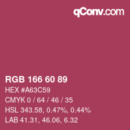 カラーコード: RGB 166 60 89 | qconv.com