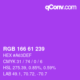 Color code: RGB 166 61 239 | qconv.com