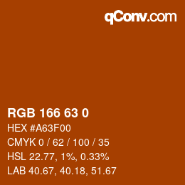 Color code: RGB 166 63 0 | qconv.com