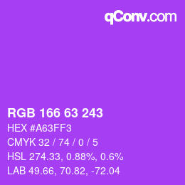 颜色代码: RGB 166 63 243 | qconv.com
