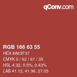 Color code: RGB 166 63 55 | qconv.com