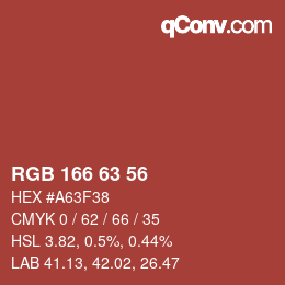 Color code: RGB 166 63 56 | qconv.com