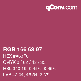 Color code: RGB 166 63 97 | qconv.com