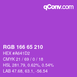 カラーコード: RGB 166 65 210 | qconv.com
