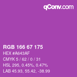 Color code: RGB 166 67 175 | qconv.com