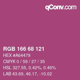 Color code: RGB 166 68 121 | qconv.com