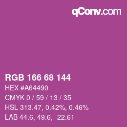Color code: RGB 166 68 144 | qconv.com