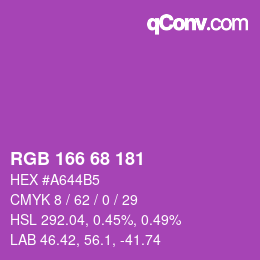 Color code: RGB 166 68 181 | qconv.com