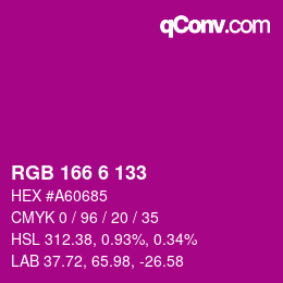 カラーコード: RGB 166 6 133 | qconv.com