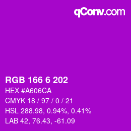 Color code: RGB 166 6 202 | qconv.com