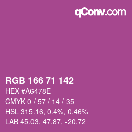カラーコード: RGB 166 71 142 | qconv.com