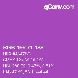 Color code: RGB 166 71 188 | qconv.com