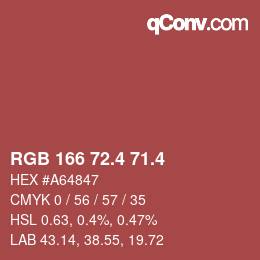 カラーコード: RGB 166 72.4 71.4 | qconv.com