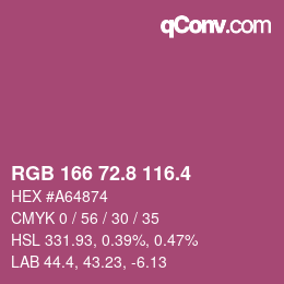 カラーコード: RGB 166 72.8 116.4 | qconv.com