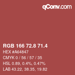 カラーコード: RGB 166 72.8 71.4 | qconv.com