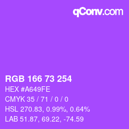 Color code: RGB 166 73 254 | qconv.com
