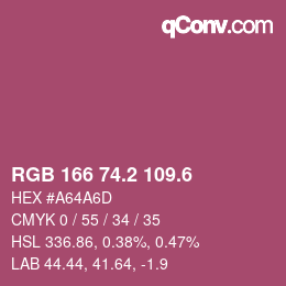 カラーコード: RGB 166 74.2 109.6 | qconv.com
