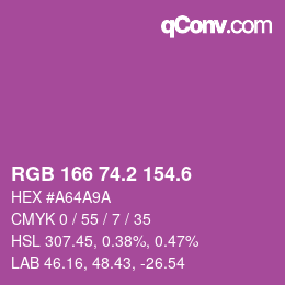 カラーコード: RGB 166 74.2 154.6 | qconv.com