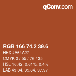 カラーコード: RGB 166 74.2 39.6 | qconv.com