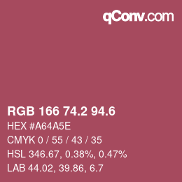 カラーコード: RGB 166 74.2 94.6 | qconv.com