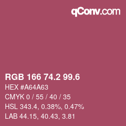 カラーコード: RGB 166 74.2 99.6 | qconv.com