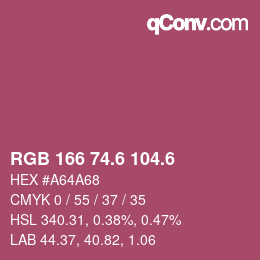 カラーコード: RGB 166 74.6 104.6 | qconv.com
