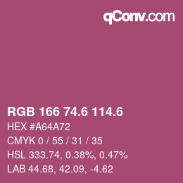 カラーコード: RGB 166 74.6 114.6 | qconv.com