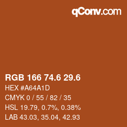 カラーコード: RGB 166 74.6 29.6 | qconv.com