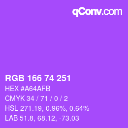 Color code: RGB 166 74 251 | qconv.com