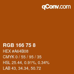 颜色代码: RGB 166 75 8 | qconv.com