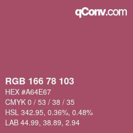 Color code: RGB 166 78 103 | qconv.com