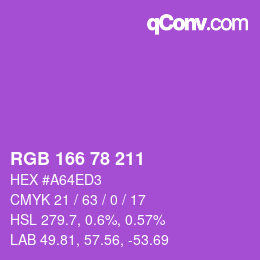 颜色代码: RGB 166 78 211 | qconv.com
