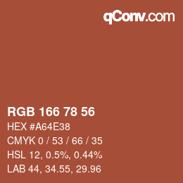 Color code: RGB 166 78 56 | qconv.com