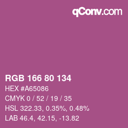 颜色代码: RGB 166 80 134 | qconv.com