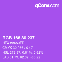 颜色代码: RGB 166 80 237 | qconv.com