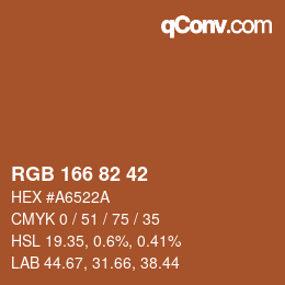 Color code: RGB 166 82 42 | qconv.com