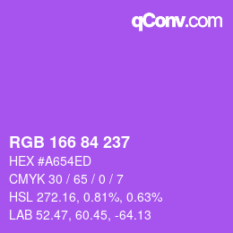 Color code: RGB 166 84 237 | qconv.com