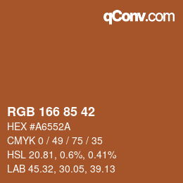 Color code: RGB 166 85 42 | qconv.com