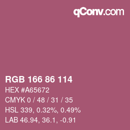 Color code: RGB 166 86 114 | qconv.com