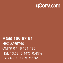 Color code: RGB 166 87 64 | qconv.com